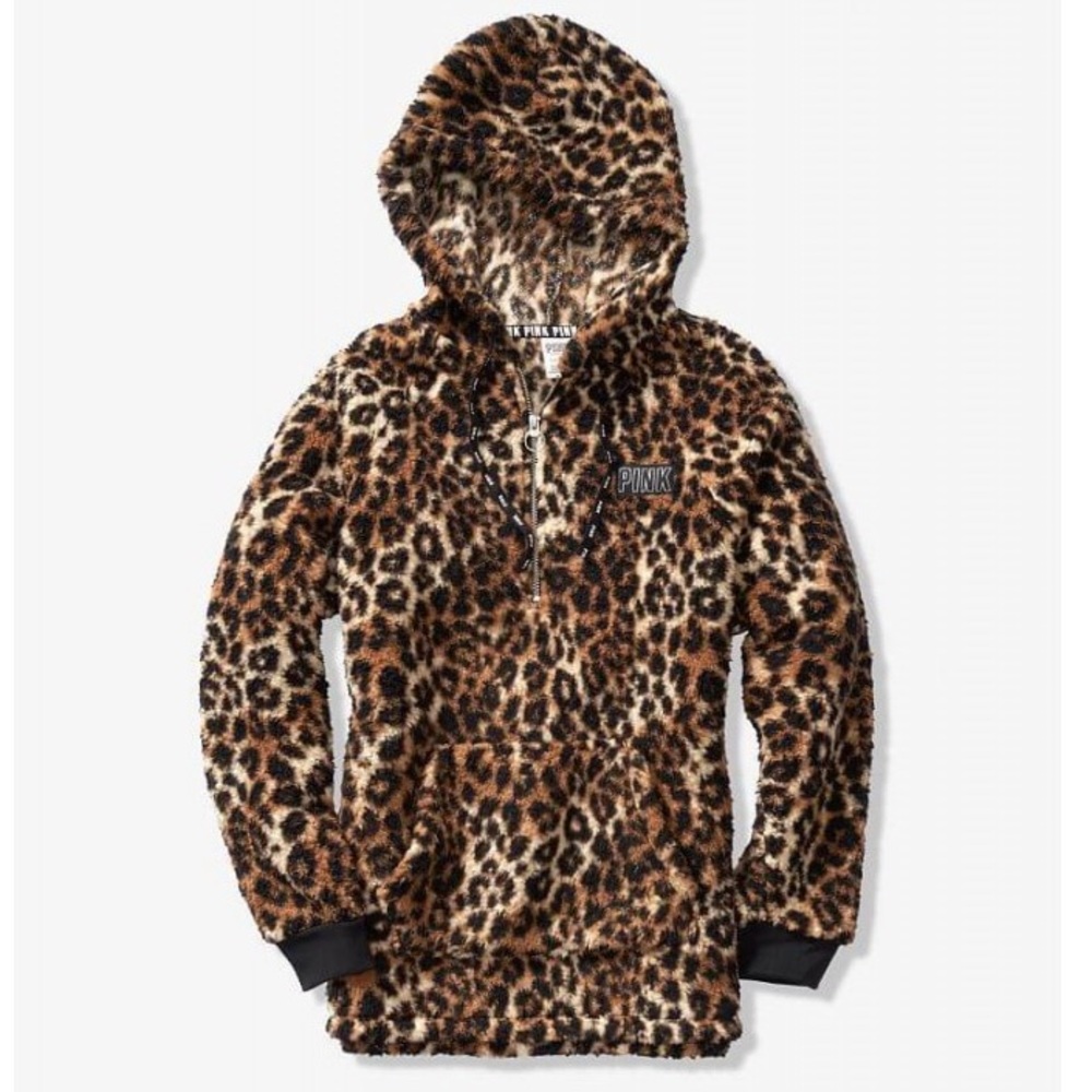 PINK Leopard Sherpa Pullover